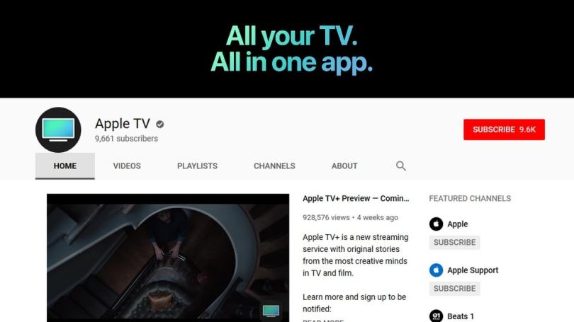 Apple TV YouTube Channel Launched