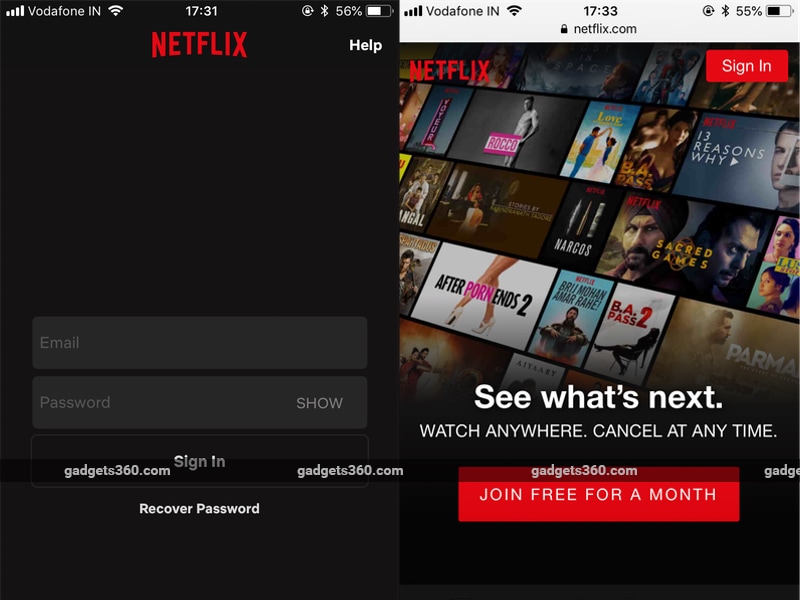 netflix iphone app vs website sign up gadgets 360 