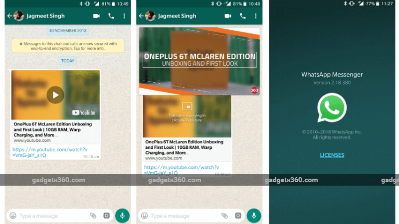 whatsapp android pip gadgets 360 WhatsApp for Android