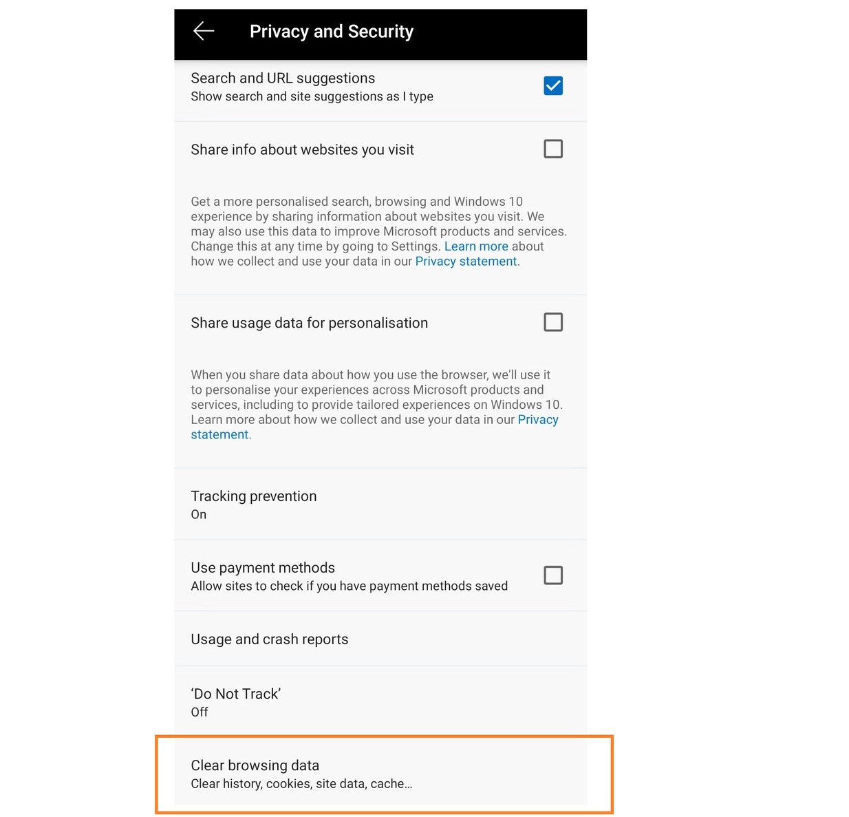 Microsoft Edge Mobile