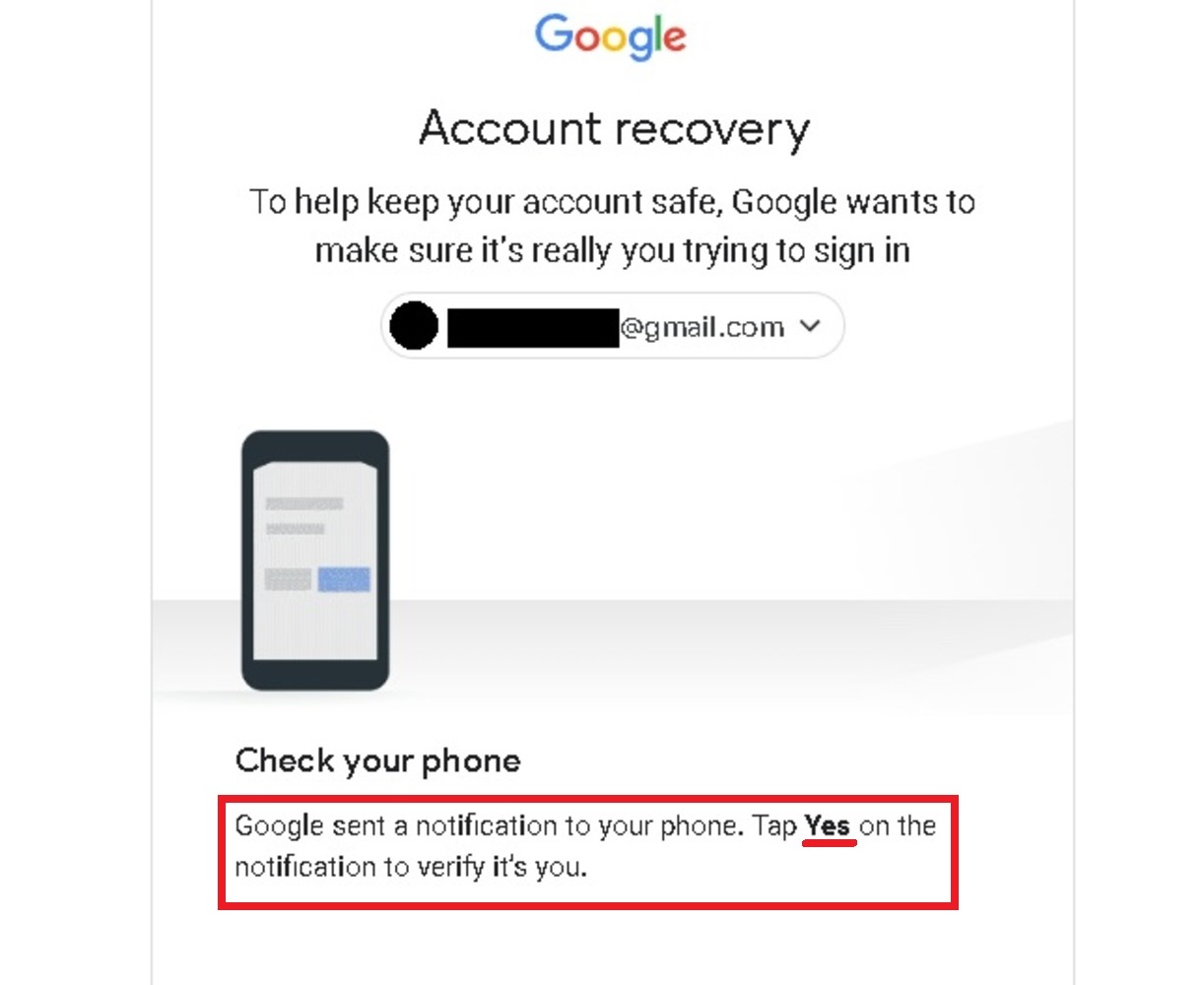 Tampilan Proses Verifikasi Gmail