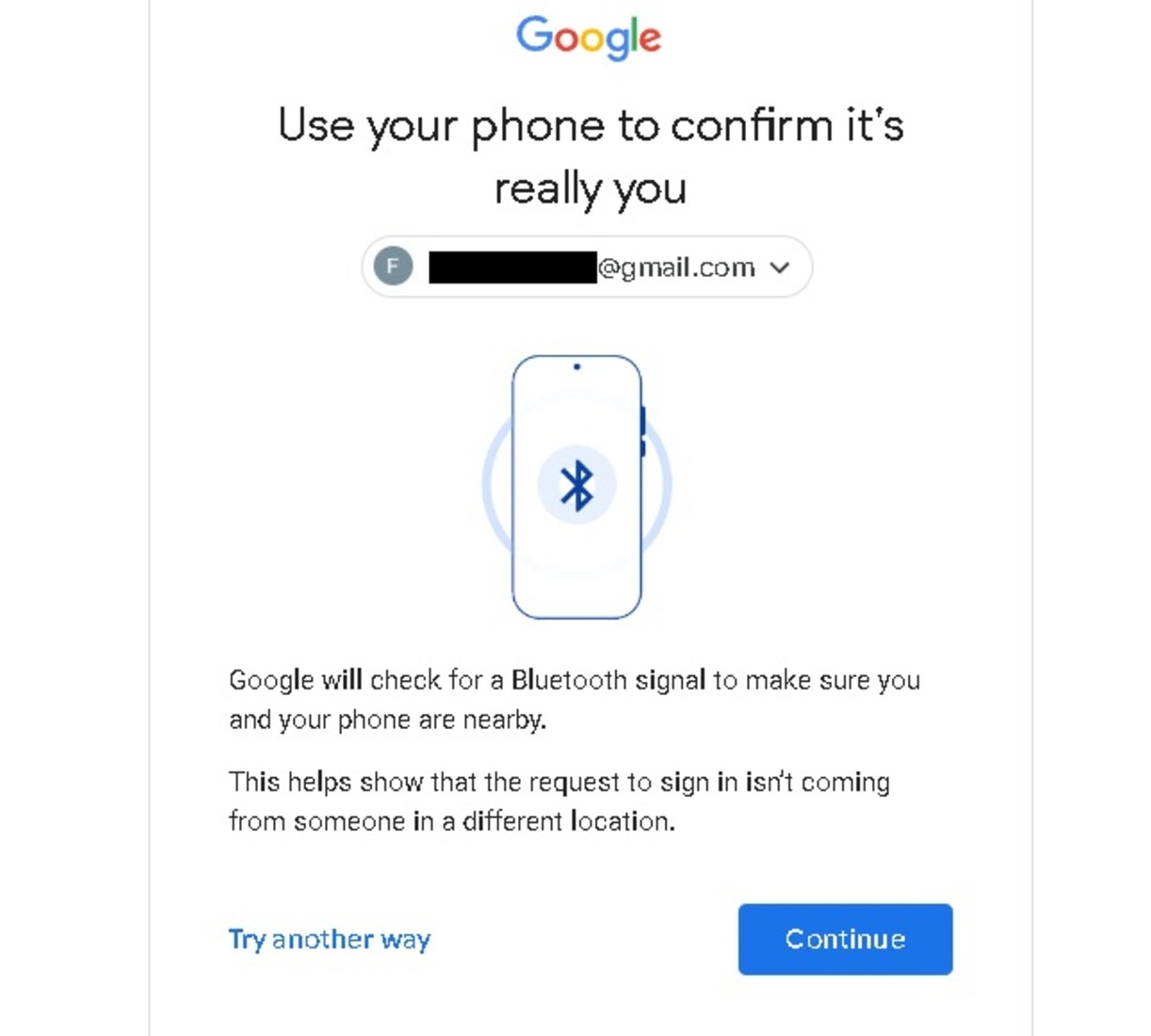 Tampilan Proses Verifikasi Gmail Dengan Bluetooth