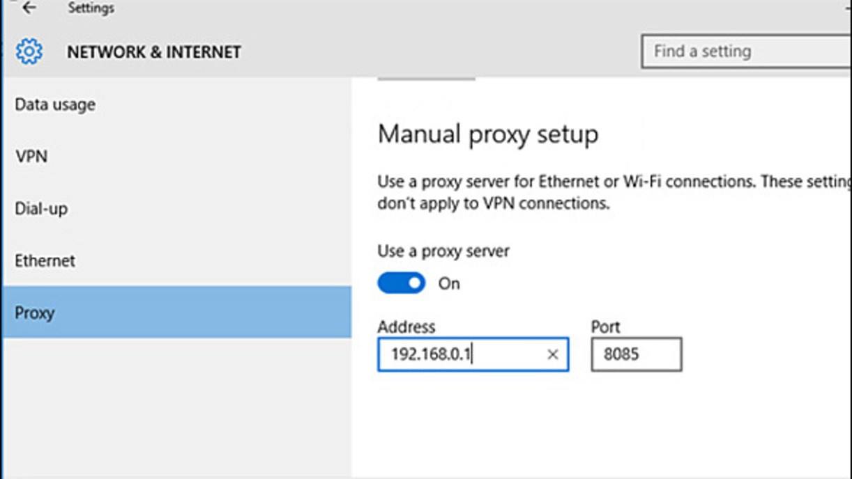 Setting Proxy Microsoft Edge