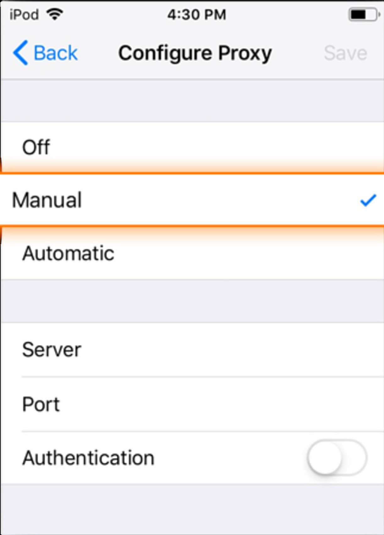 Setting iOS