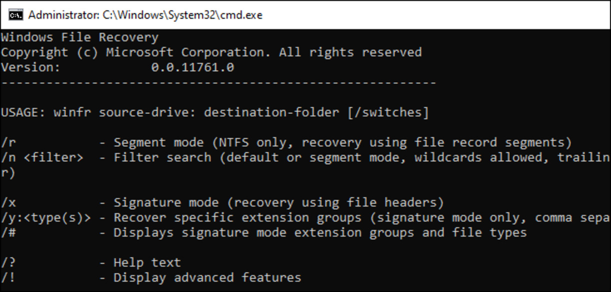 Instaled Windows File Recovery