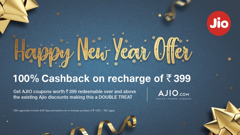 Jio Happy New Year Offer Gives '100 Percent Cashback' on Rs. 399 Recharge